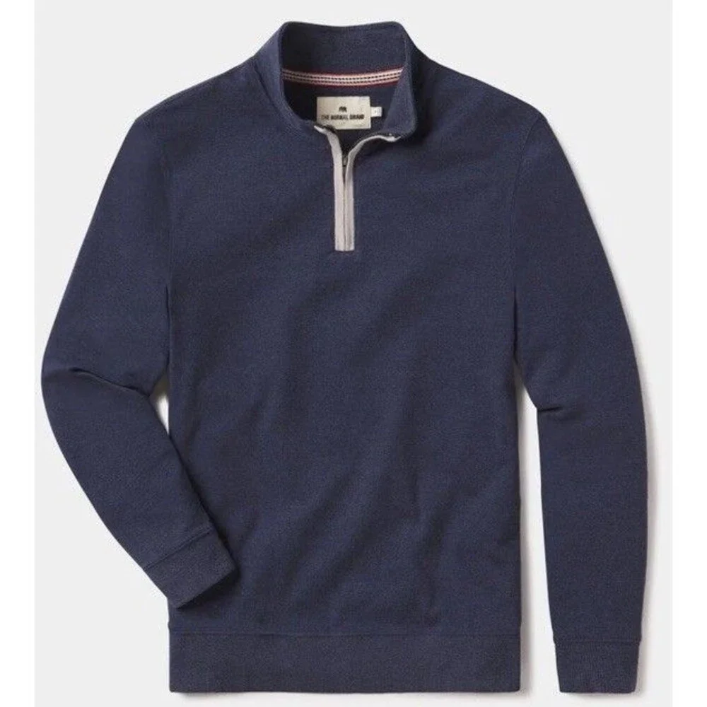 THE NORMAL BRAND Men's Puremeso Weekend 1/4 Zip Sweater Navy Blue Size XXL/2XL